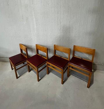Stoel - Eik - Set van vier vintage stoelen