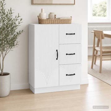 vidaXL Dressoir Wit 66 x 34,5 x 87 cm Bewerkt hout, Verzenden, Nieuw, Overige houtsoorten, Minder dan 50 cm