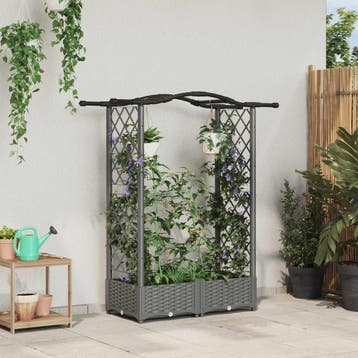 vidaXL Verhoogd Bed met Trellis en Dak Lichtgrijs 124 x 40 x, Verzenden, Nieuw, Minder dan 60 cm, 60 cm of meer