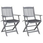 vidaXL Tuinstoelen 2 st inklapbaar met kussens massief, Verzenden, Nieuw, Hout