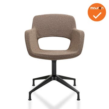 Bouclé - Vergaderstoel - Onderstel met doppen - Beige, Vergader- of Presentatieruimte, Ophalen of Verzenden, Gebruikt, Stoel