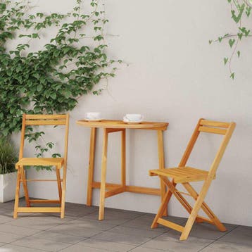 vidaXL Bistroset 3 pcs Olie naturel Massief Acaciahout, Tuin en Terras, Tuinsets en Loungesets, Verzenden, Nieuw, 3 zitplaatsen