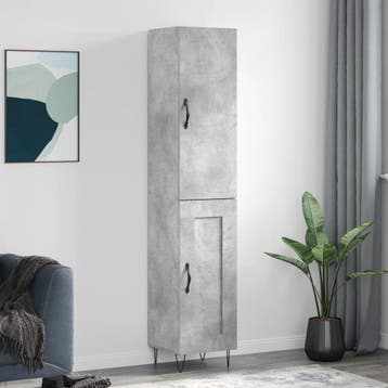 vidaXL buffetkast 34,5x34x180 cm bewerkt hout betongrijs, Minder dan 50 cm, Verzenden, Nieuw, Minder dan 100 cm