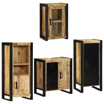 vidaXL Badkamermeubelset 4 st Bruin Massief Mango Hout, Verzenden, Nieuw, Overige typen
