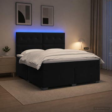 vidaXL Boxspringbed met matras Zwart 140 x 190 cm Fluweel, Verzenden, Zwart, Stof, Nieuw