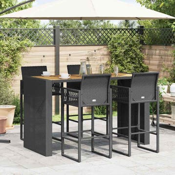 vidaXL 5-delige Tuinbarset zonder kussens poly rattan acacia, Verzenden, Nieuw, 4 zitplaatsen