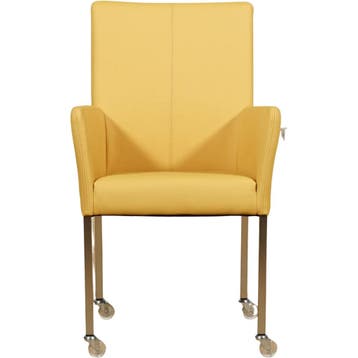 Leren eetkamerstoel Comfort met wieltjes en armleuning -, Huis en Inrichting, Stoelen, Overige kleuren, Nieuw, Leer, Ophalen of Verzenden