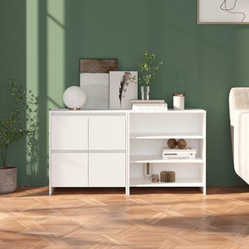 vidaXL 2 st Dressoirs bewerkt hout wit, Verzenden, Nieuw, Overige houtsoorten