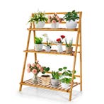 LIVSK Plantenladder met 3 Niveaus - Inklapbaar Bamboe Plante, Verzenden, Nieuw
