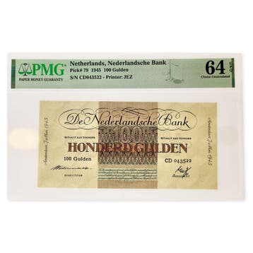 100 Gulden 1945 Geldzuivering PMG 64, Postzegels en Munten, Bankbiljetten | Nederland, Verzenden