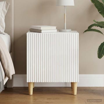 vidaXL Nachtkastje Hoogglans Wit 43 x 34,5 x 50 cm Bewerkt, Minder dan 45 cm, Verzenden, Nieuw, Minder dan 55 cm