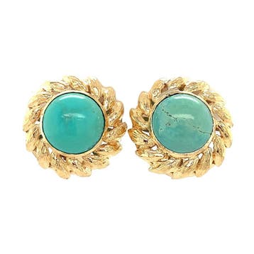 Gouden vintage oorclips met turkoois 14 krt, Sieraden, Tassen en Uiterlijk, Oorbellen, Ophalen of Verzenden, Nieuw