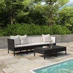 vidaXL 6-delige Loungeset met kussens poly rattan zwart, Verzenden, Nieuw, Rotan, Loungeset
