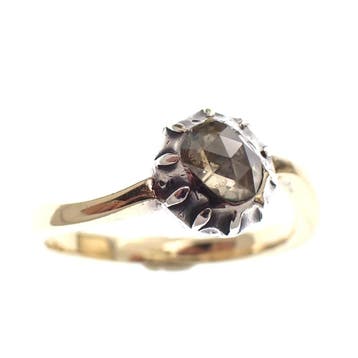 Antieke gouden ring met roos geslepen diamant; 0,30 ct., 18 tot 19, Gebruikt, Ophalen of Verzenden, Met edelsteen