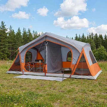 vidaXL Huisje Tent met dak Grijs en Oranje 480 x 273 x 205, Verzenden, Nieuw, Tot en met 2