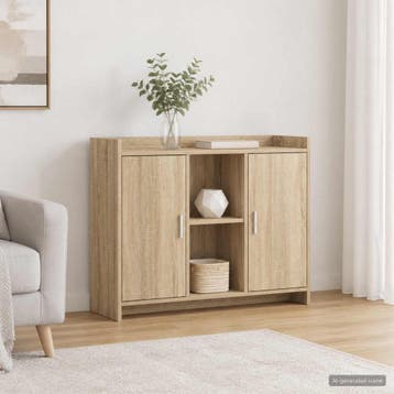 vidaXL Dressoir Sonoma Oak 98,5 x 33 x 80 cm Bewerkt hout, Verzenden, Nieuw, Overige houtsoorten, Minder dan 50 cm