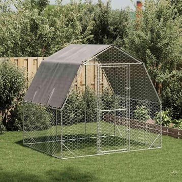 vidaXL Kippenren met dak 2,5x2x2,25 m gegalvaniseerd staal, Verzenden, Nieuw
