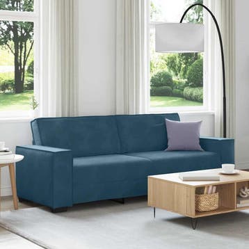 vidaXL Driezitsbank 220x78x84 cm fluweel blauw, Verzenden, Nieuw, Driepersoons, Stof