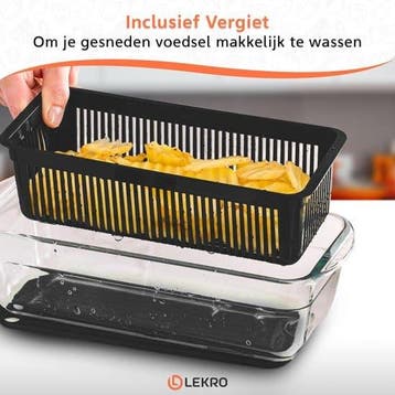 Lekro Groentesnijder met Glazen Ovenschaal - Mandoline, Ophalen of Verzenden, Nieuw