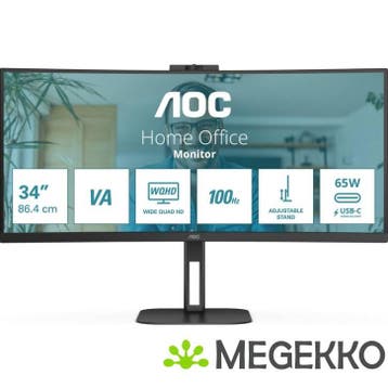 AOC Value-line CU34V5CW/BK 34  Wide Quad HD 100Hz Curved VA, Computers en Software, Verzenden, Nieuw, AOC