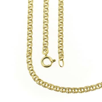 Gouden Prince of Wales schakelketting; 45 cm, Ophalen of Verzenden, Gebruikt, Overige kleuren, Goud