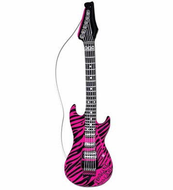 Opblaas Gitaar Zebra Roze, Verzenden, Nieuw