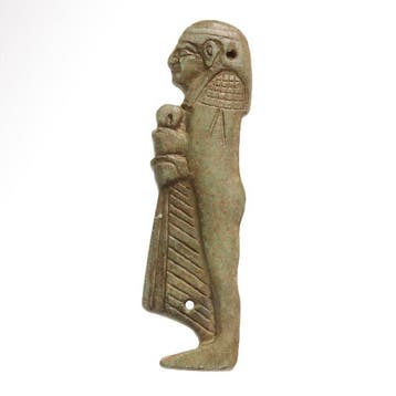 Oud-Egyptisch Speksteen Beeld van de Zoon van Horus Imsety, Antiek en Kunst
