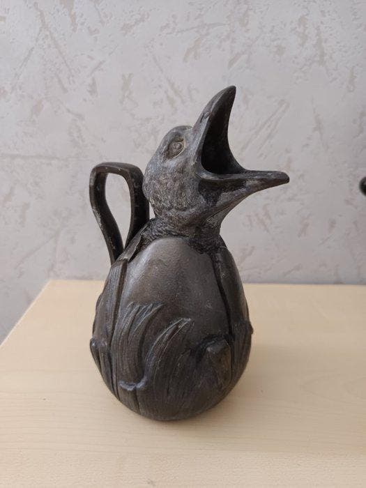 etain - jean Garnier - Vaas - Tin - Kuiken dat uit het ei, Antiek en Kunst, Kunst | Designobjecten