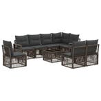 vidaXL Tuinbankenset 9 pcs Grijs poly rattan, Tuin en Terras, Tuinsets en Loungesets, Verzenden, Nieuw, Meer dan 8 zitplaatsen