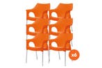Set van 6 - Scab Ola stapelbare kunststof tuinstoel - Oranje, Verzenden, Nieuw, Overige materialen