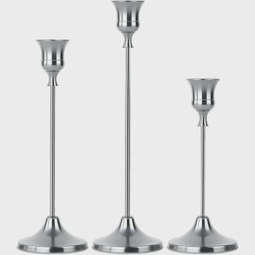 Set van 3 Zilverkleurige Vintage IJzeren Kandelaars - Luxe B, Verzenden, Nieuw