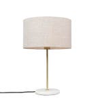 Tafellamp messing met grijze kap 35 cm - Kaso, Verzenden, Nieuw, Modern