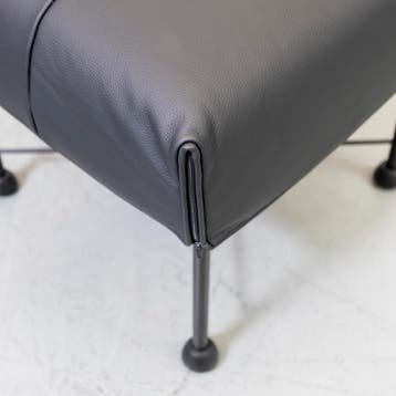 Montis Charly Hocker/Voetenbank Zwart Leer - Zwart/Dop, Huis en Inrichting, Ophalen, Nieuw, Leer, 50 tot 75 cm