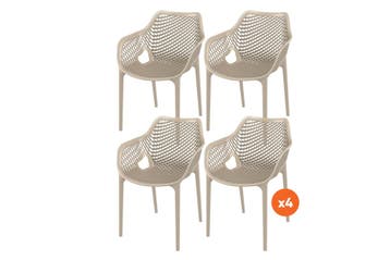 Set van 4 - Madino Air stapelbare stoel - Taupe, Tuin en Terras, Verzenden, Nieuw, Overige materialen