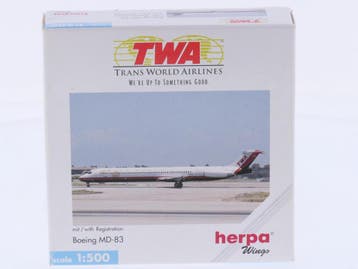 Schaal 1:500 Herpa 507646 Trans World Airlines Boeing MD-..., Hobby en Vrije tijd, Ophalen of Verzenden, Zo goed als nieuw