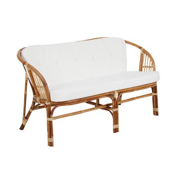 *WOONWINKEL* Brafab Astrakan Rotan Tuinbank Met Witte Kussen, Verzenden, Nieuw, Rotan