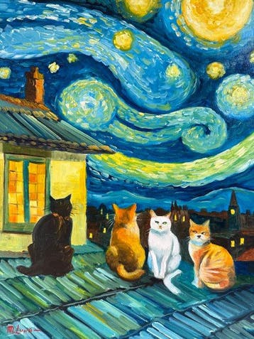 Michele Luna (1980) - Gatti sotto la Notte Stellata