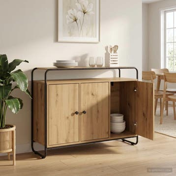 vidaXL Dressoir Artisanaal eiken 102 x 35 x 75 cm Bewerkt, Verzenden, Nieuw, Overige houtsoorten, Minder dan 50 cm
