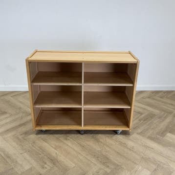 Klassehout verrijdbare schoolkast (hxbxd) 96x120x47 cm,, Ophalen of Verzenden, Gebruikt
