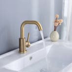 Wastafelkraan Geborsteld Goud - Nieuwe Kraan - 5x17x25cm, Verzenden, Nieuw, Kraan