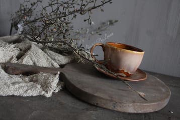 Sobere kop en schotel brown 13 cm, Huis en Inrichting, Woonaccessoires | Overige, Ophalen of Verzenden, Nieuw