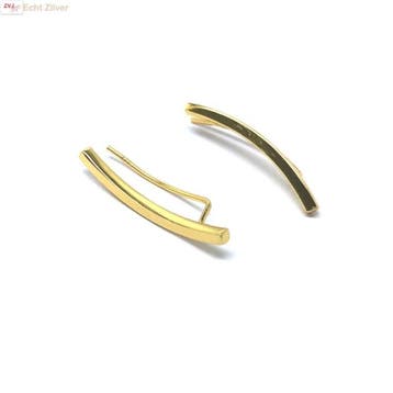 Gold plated strakke ear cuff oorklimmers, Verzenden, Nieuw, Zilver