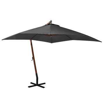 vidaXL Zweefparasol met paal 3x3 m massief vurenhout, Tuin en Terras, Verzenden, Nieuw, 3 tot 4 meter, Zweefparasol