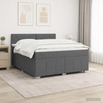 vidaXL Boxspringbed met matras Donkergrijs 180 x 200 cm Stof, Verzenden, Nieuw, Tweepersoons
