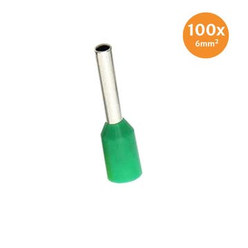 Adereindhuls Geïsoleerd 6mm² Groen 100 stuks, Ophalen of Verzenden, Nieuw