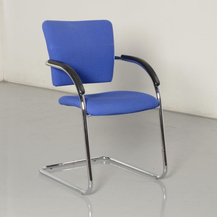 Rohde & Grahl vergaderstoel, blauw, slede frame, Huis en Inrichting, Bureaustoelen, Ophalen of Verzenden