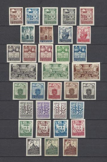 Spanje 1936/1945 - Collectie Stadhuis Barcelona-sin dentar, Gestempeld