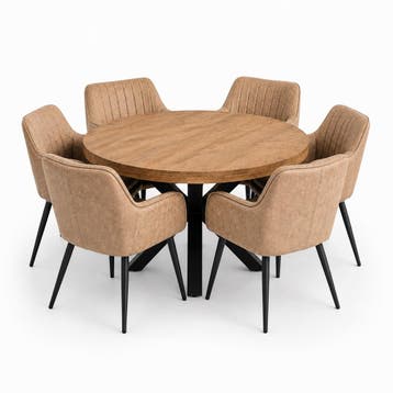 Lars Deal 150cm + 6x Vermont light brown, Ophalen of Verzenden, Nieuw