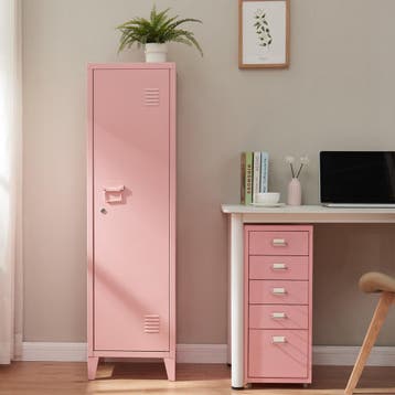 Lockerkast Kurikka metaal 137x38x38 cm roze [en.casa], Verzenden, Nieuw