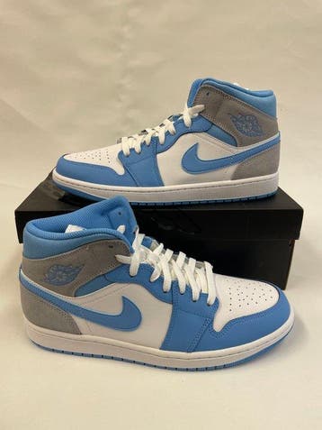 Nike - Air Jordan 1 Mid, University Blue Grey - Sneakers -, Nieuw